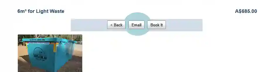 Just click on the email button to send the information about a skip bin to a friend, work colleague or family member